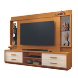 Estante Home Theater Com Espelho E Vidro Para Tv Até 75 Polegadas 2,40m Leni Edn