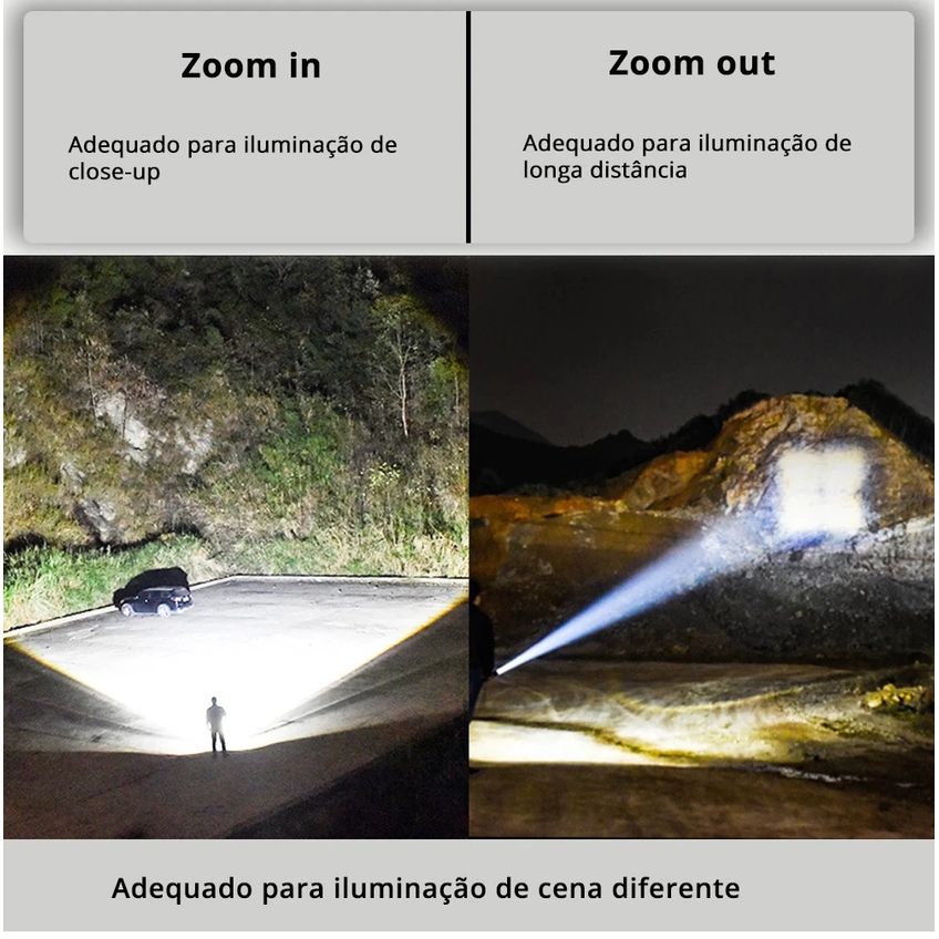 Lanterna Tocha Tatica Sabre De Luz Impermeável Led P90.2 Alcance De 2km Zoom Recarregavel Portátil A Prova Dagua - imagem 5