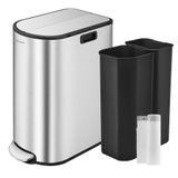 Lata De Lixo Songmics 50l, Cozinha Dupla, Compartimentos De 20l E 30l