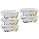 Kit 5 Pote 1040ml Vidro Hermético Marmita Mantimento Fitness