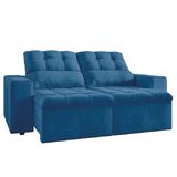 Sofá Retrátil E Reclinável 3 Lugares 2,0m Veludo Malibu Selmer Azul
