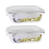 Conjunto 2 Potes Vidro Hermético Marmita Com 4 Travas 1040ml