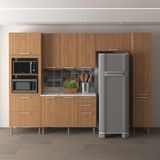 Cozinha Completa Modulada 5 Peças Com Balcão Com Tampo Multimóveis Cr20451 Freijó Mármore Branco