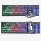 Kit Teclado Semi Mecânico E Mouse Óptico Gamer Com Led Rgb