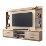 Estante Home Theater Com Espelho E Vidro Para Tv Até 75 Polegadas 2,40m Leni Edn
