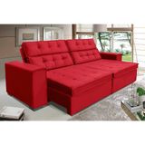 Sofá Vancouver Retrátil/reclinável 2,90m Suede Velusoft Vermelho C/mola Helicoidal - Sofá Casa