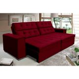 Sofá Vancouver Retrátil/reclinável 2,90m Suede Velusoft Vinho C/mola Helicoidal - Sofá Casa