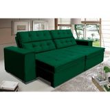 Sofá Vancouver Retrátil/reclinável 2,30m Suede Velusoft Verde C/mola Helicoidal - Sofá Casa