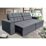 Sofá Vancouver Retrátil/reclinável 2,10m Suede Velusoft Cinza C/mola Helicoidal - Sofá Casa