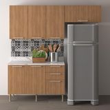 Cozinha Compacta 3 Peças Com Armários E Balcão Com Tampo Multimóveis Cr20449 Freijó Mármore Branco