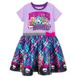 Vestido Monster High Little Girls Xadrez Roxo Tamanho 6