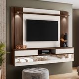 Painel Home Suspenso Tv 75 " Turin Espelho E Luminária Led