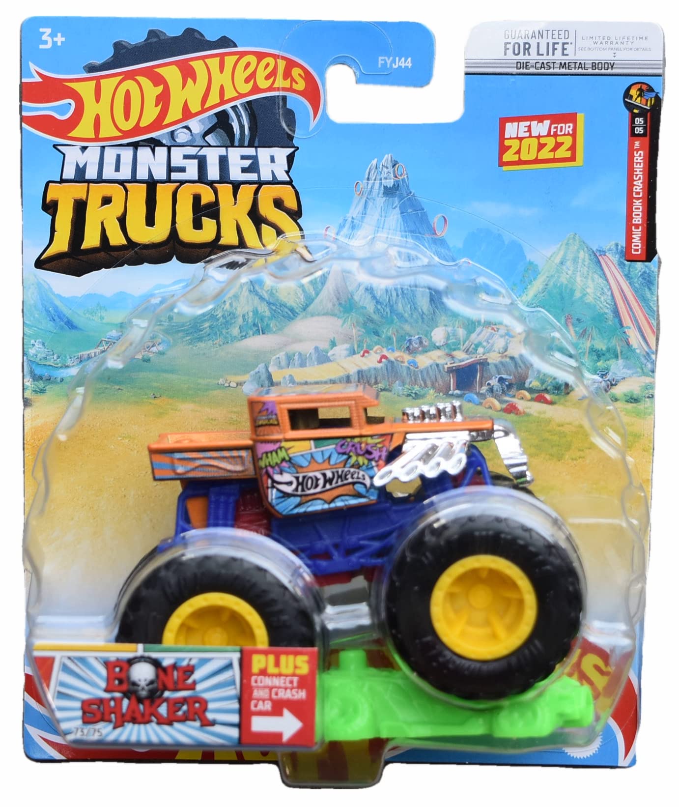 Brinquedo Hot Wheels Monster Trucks Bone Shaker Com Connect &amp; Crash