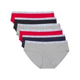 Calcinhas Tommy Hilfiger, Biquíni Feminino De Algodão, Pacote Com 6 Unidades, Tamanho Gg