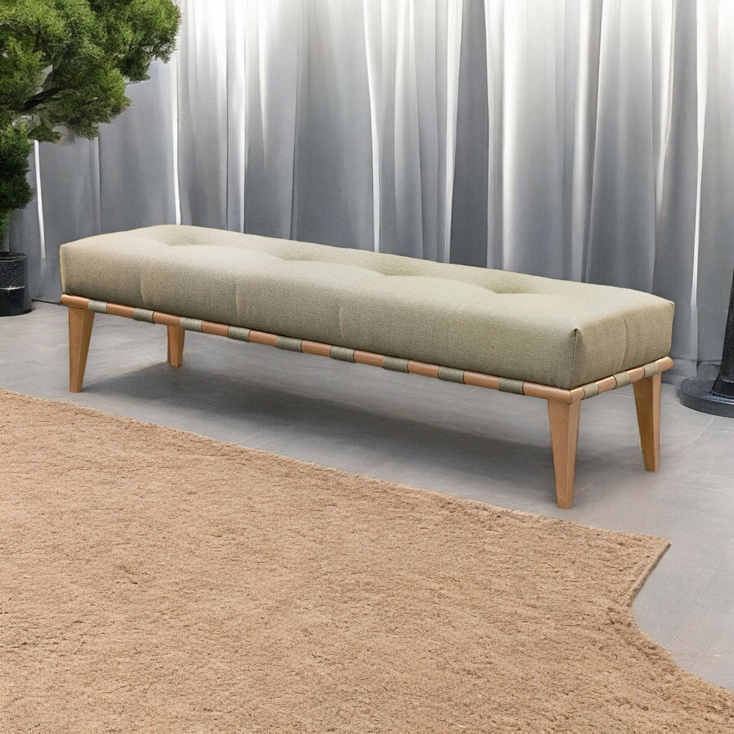 Recamier Luxo Madeira Maciça Valentin Bege