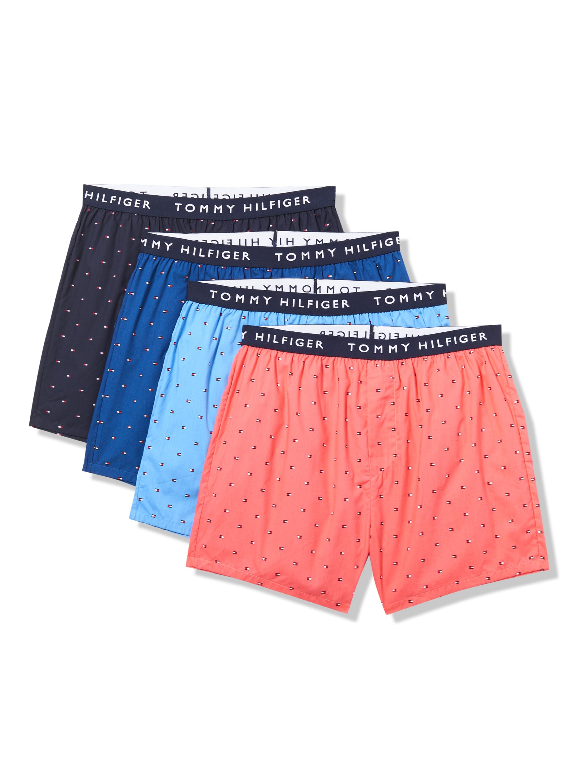 Boxer Tommy Hilfiger Masculino De Algodão Clássico, Pacote Com 4