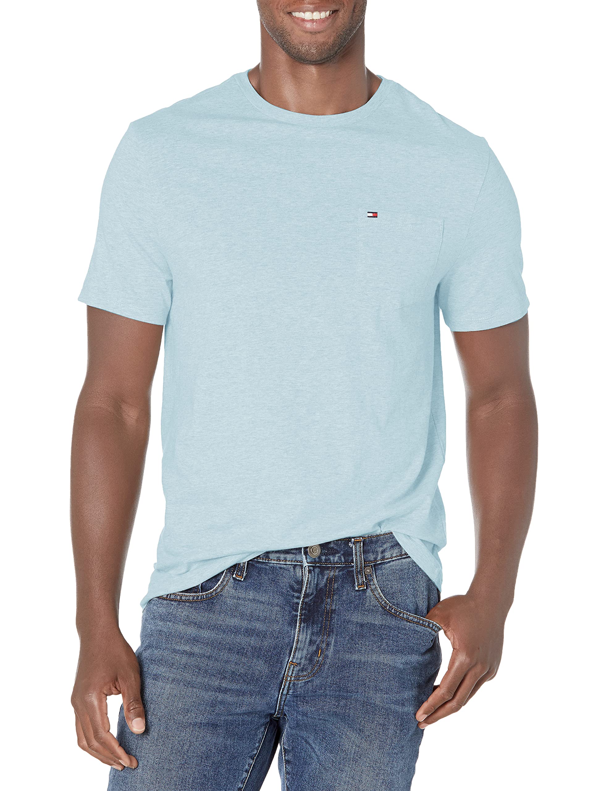Camiseta Masculina Tommy Hilfiger De Manga Curta Com Gola Redonda Azul