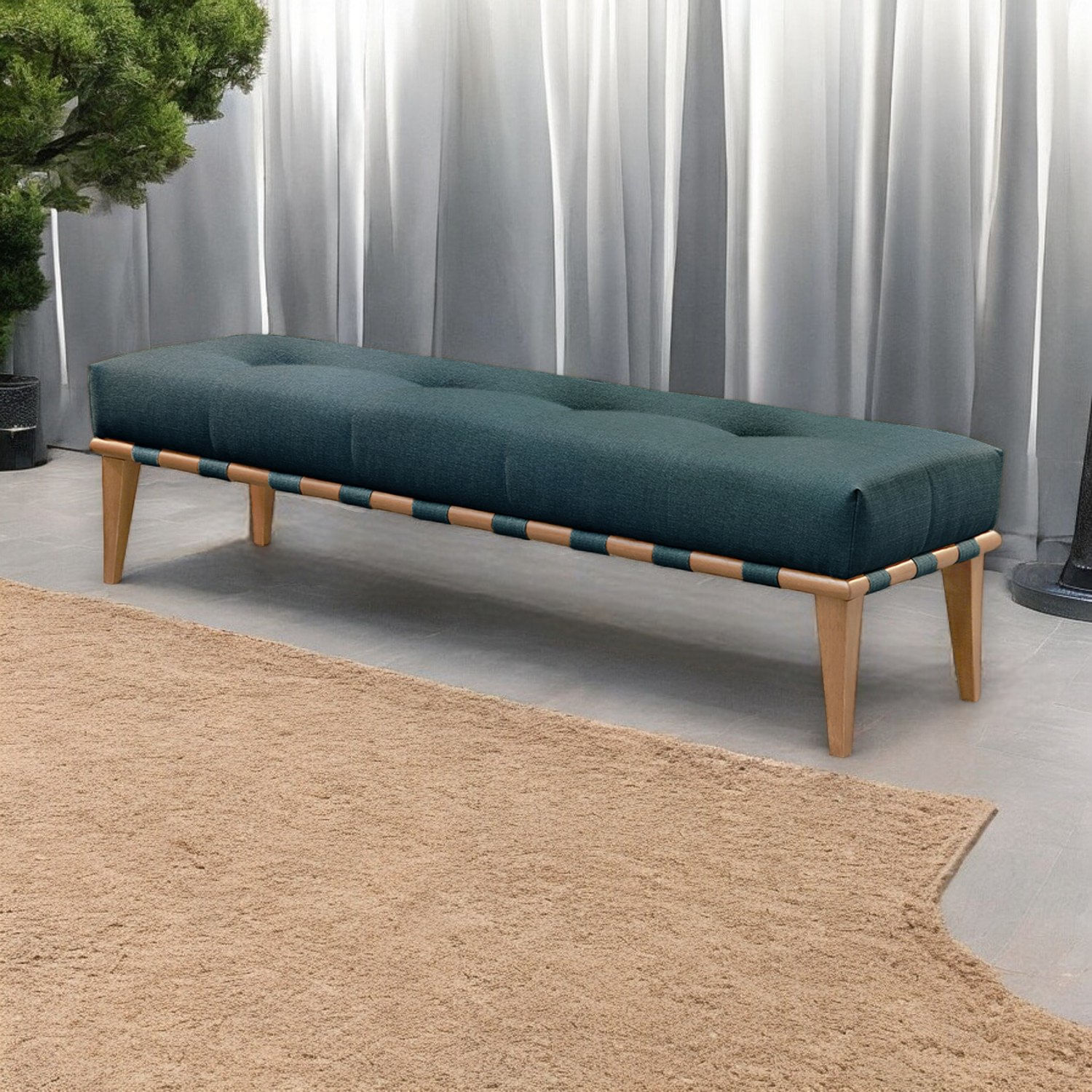 Recamier Luxo Madeira Maciça Valentin Azul