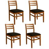 Kit 4 Cadeiras Para Sala De Jantar Em Madeira Maciça Diamante Mel Mel/preto