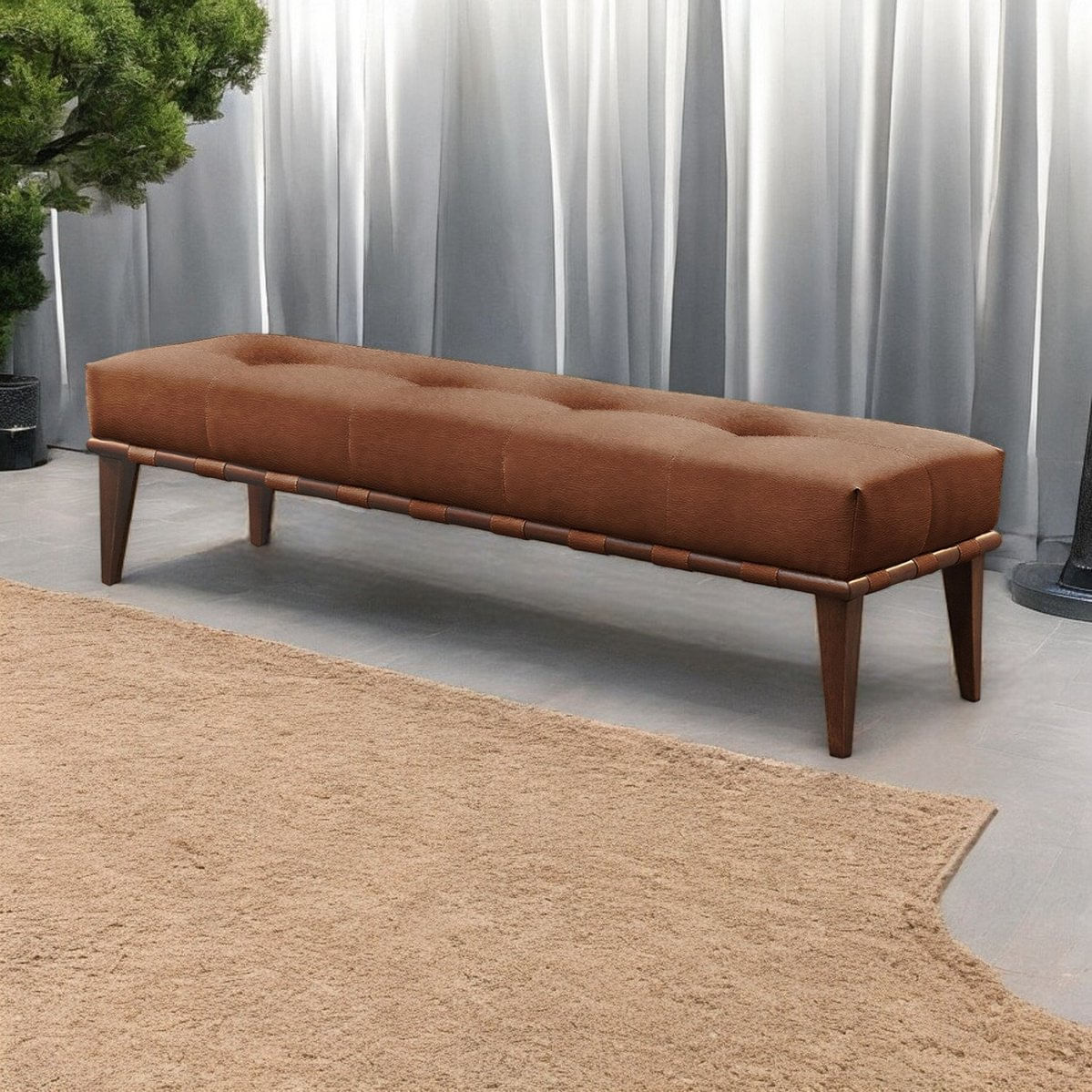 Recamier Luxo Madeira Maciça Valentin Caramelo