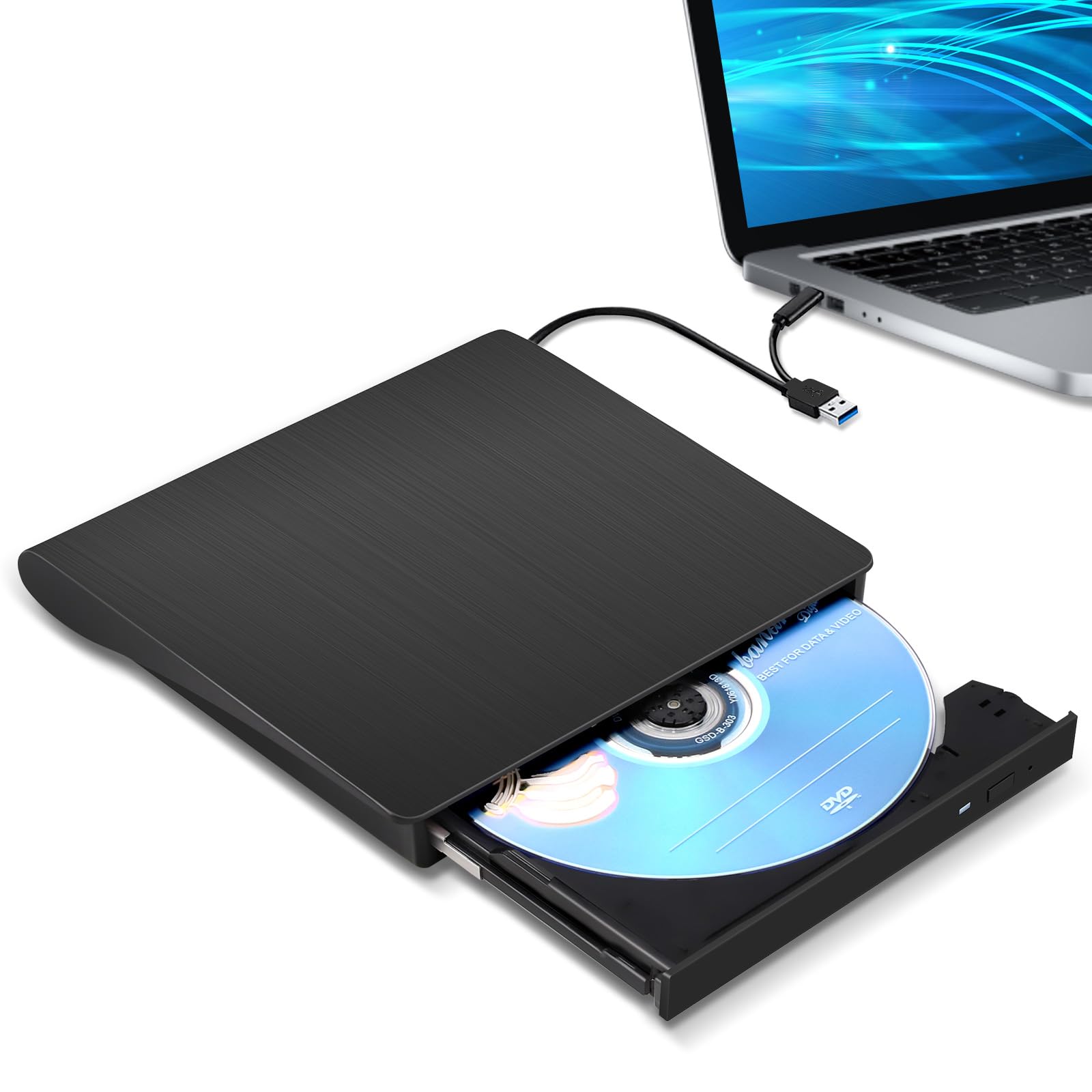 Unidade Externa De Cd/dvd Hcsunfly Type-c Usb 3.0 Para Laptop