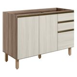 Balcao Para Pia 2p 3g 120cm Mdf Kali 16417 Carvalho Toq Bianco Toq Nicioli