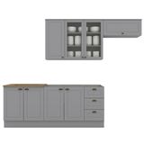 Cozinha Modulada 5 Pecas 280cm Ce379 Americana Cinza Nature Henn
