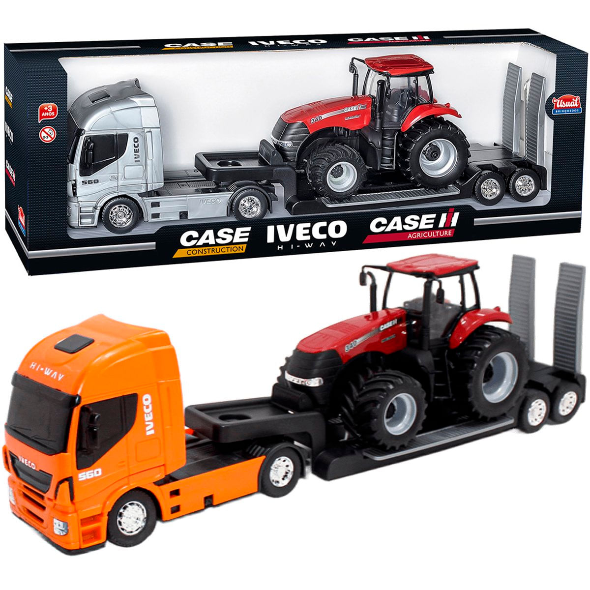 Brinquedo Colecionável Miniatura Trator Case Caminhão Iveco