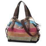 Bolsa Snug Star Canvas Listrada Multicolorida Para Mulheres