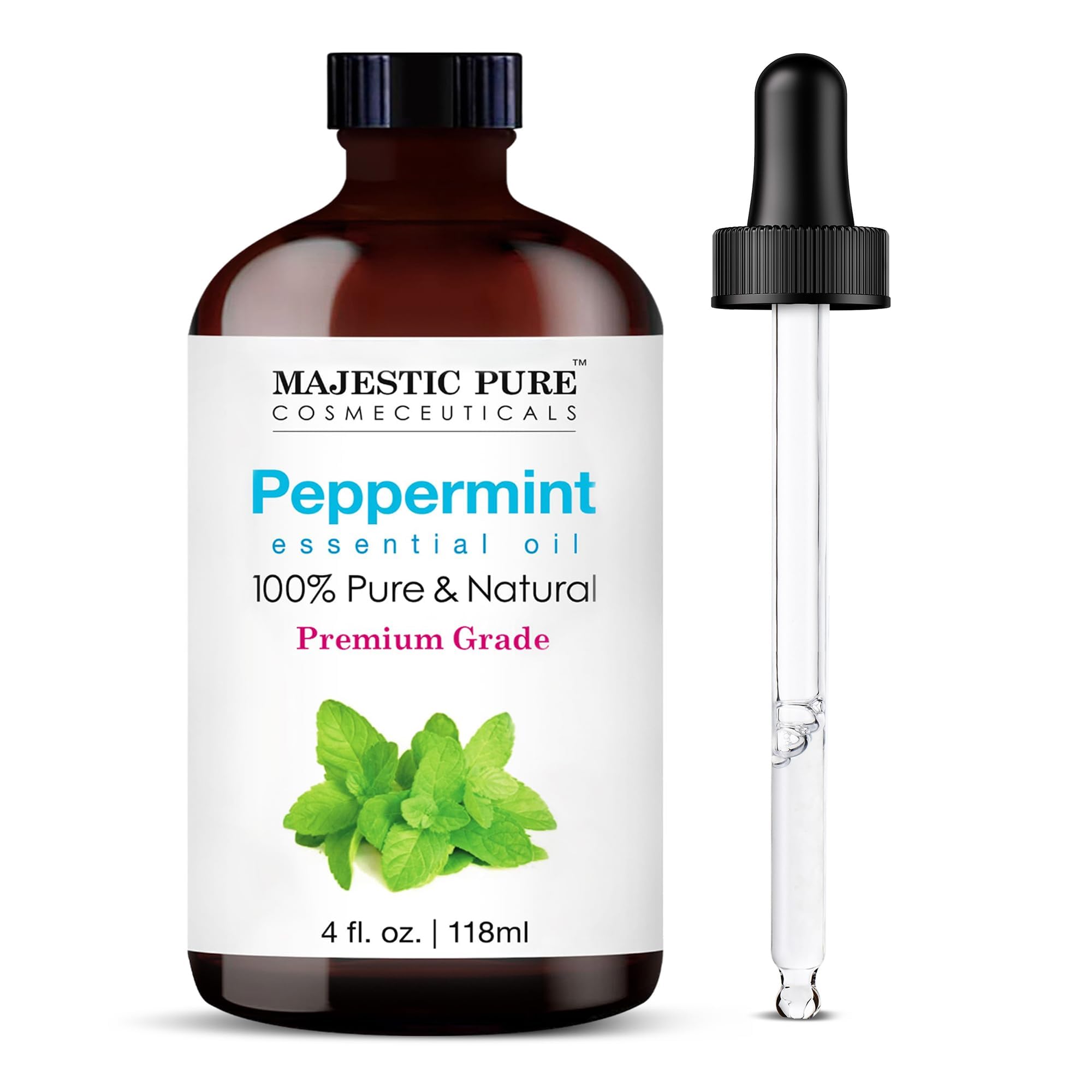 Óleo Essencial Majestic Pure Peppermint 120 Ml Com Conta-gotas De Vidro