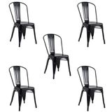 Kit 5 Cadeiras Banqueta Oficial Iron Tolix Preto
