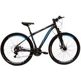 Bicicleta aro 29 Rino Everest 24v Cambios Index - Freio Hidraulico - Trava - Preto/Azul - 17