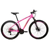 Bicicleta aro 29 Rino Everest 24v Cambios Index - Freio Hidraulico - Trava - Rosa Neon - 15