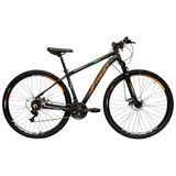 Bicicleta aro 29 Rino Everest 24v Cambios Index - Freio Hidraulico - Trava - Preto/Laranja - 21