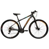 Bicicleta aro 29 Rino Everest a Disco 21v Cambios Index - Preto/Laranja - 21