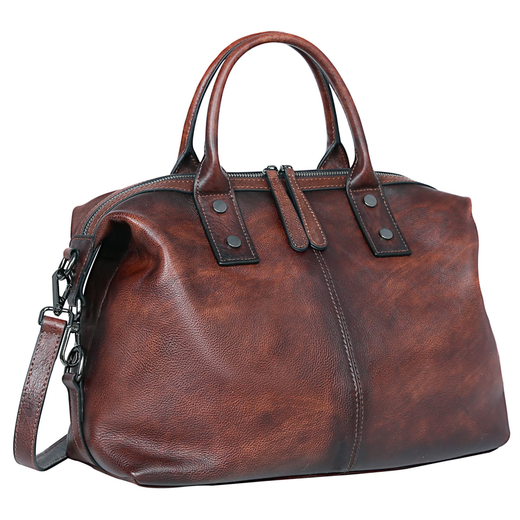Bolsa De Ombro Iswee Satchel Vintage Leather Para Mulheres E Café