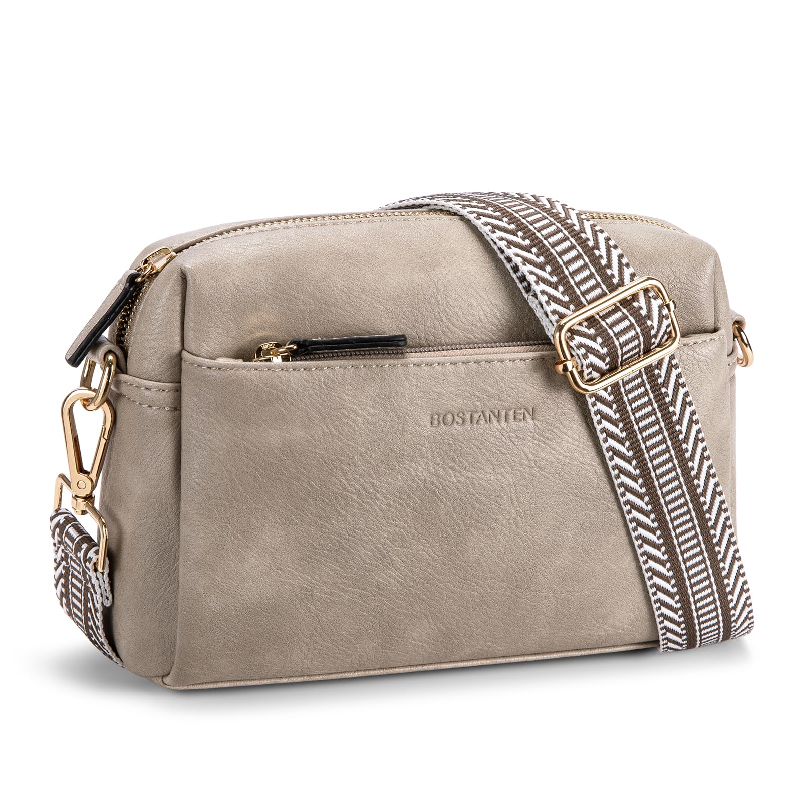 Bolsa Tiracolo Bostanten Para Celular Pequena Com Zíper Triplo Cinza