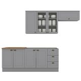 Cozinha Modulada 5 Pecas 280cm Ce379 Americana Cinza Nature Henn Cinza Nature