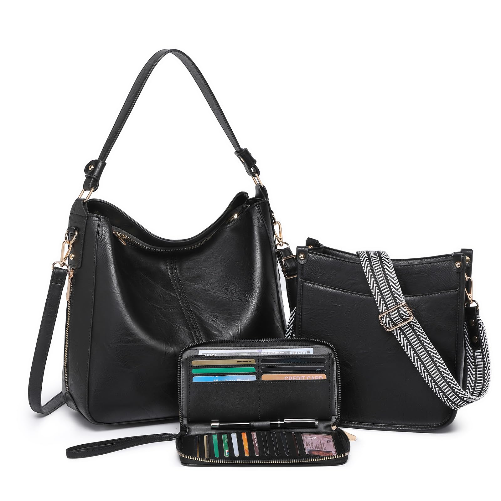 Conjunto De Bolsas Baverge, 3 Unidades: Tiracolo, Ombro E Carteira Para Mulheres