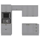 Cozinha Modulada 4 Pecas 272 Cm Ce373 Americana Cinza Calcare Henn Cinza Calcare