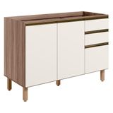 Balcao Para Pia 2p 3g 120cm Mdf Kali 16417 Carvalho Toq Off White Cetim Nicioli Carvalho Toq Off White Cetim