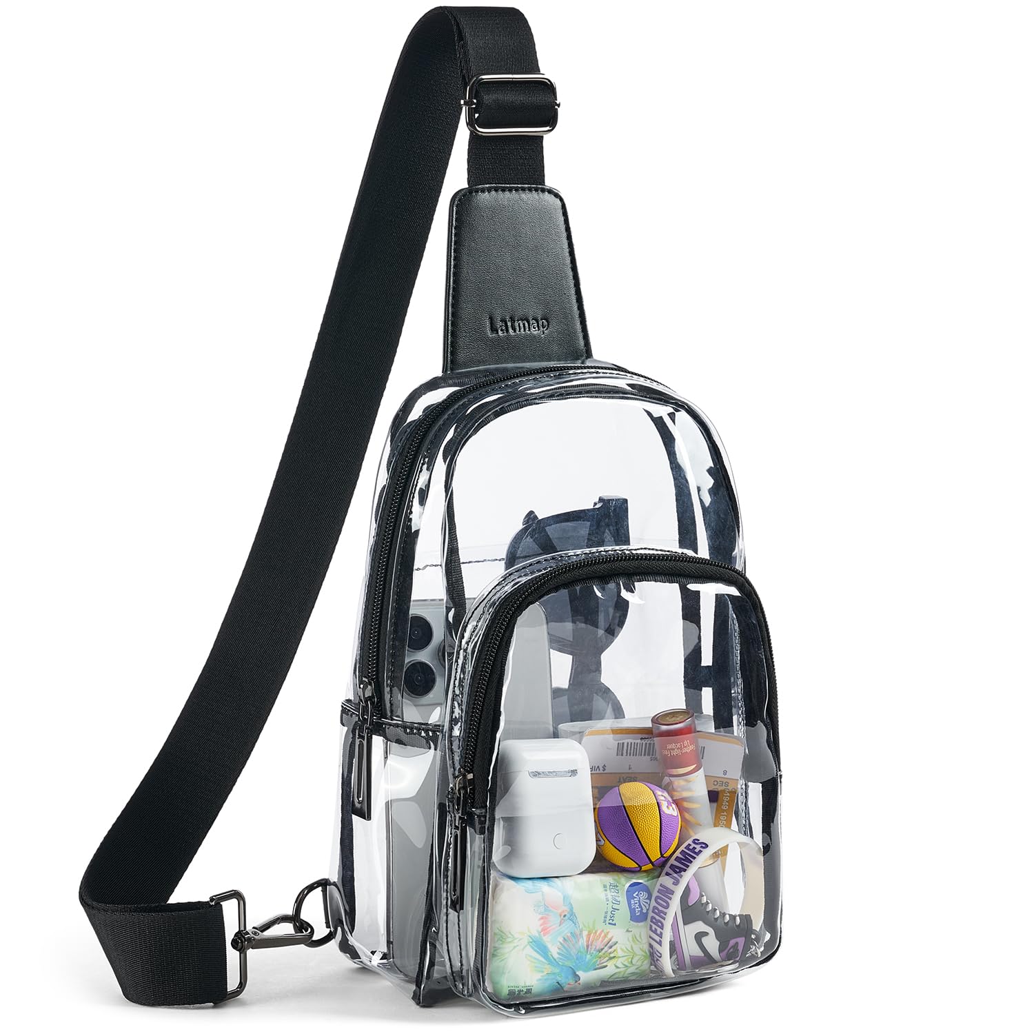 Bolsa Transversal Transparente Latmap Para Mulheres - Preta