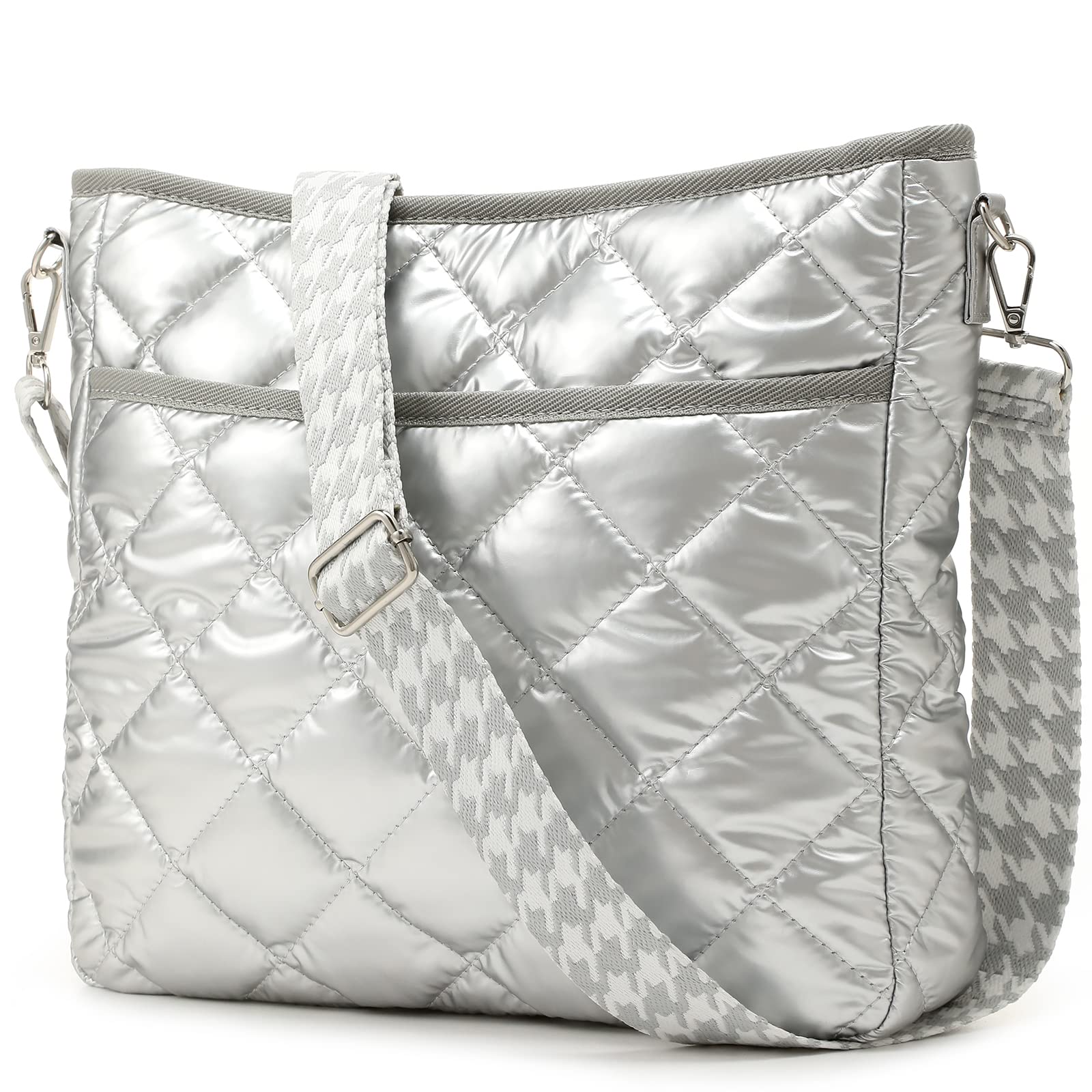 Bolsa Tiracolo Acolchoada Epedal24 Puffy Silver Para Mulheres