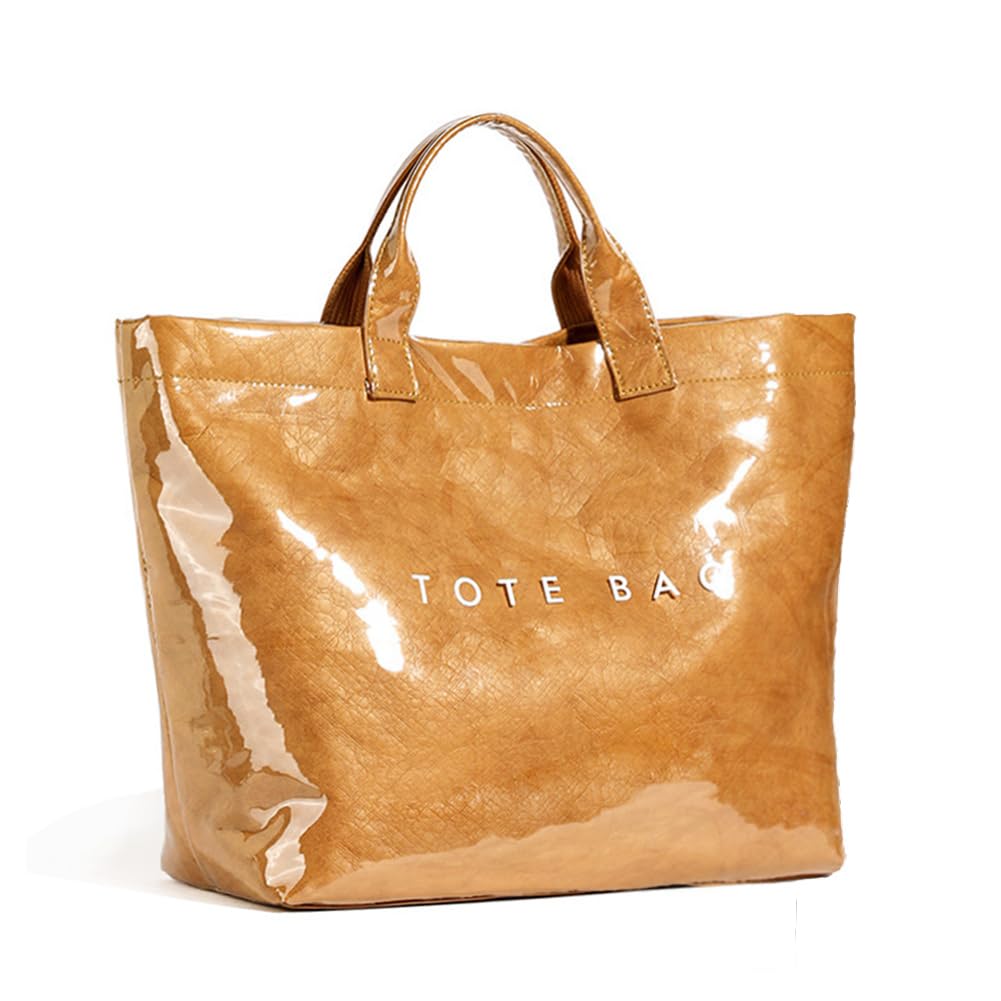 Sacola Feminina Kameilong Com Letras Grandes De Pvc Estampadas Em Marrom