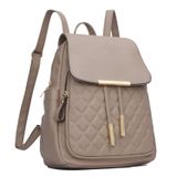 Mochila Kkxiu Acolchoada De Couro Moderno Para Mulheres Cáqui