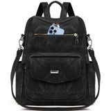 Mochila Rainsmore Conversível De Couro Pu De 13,3 Polegadas Preta