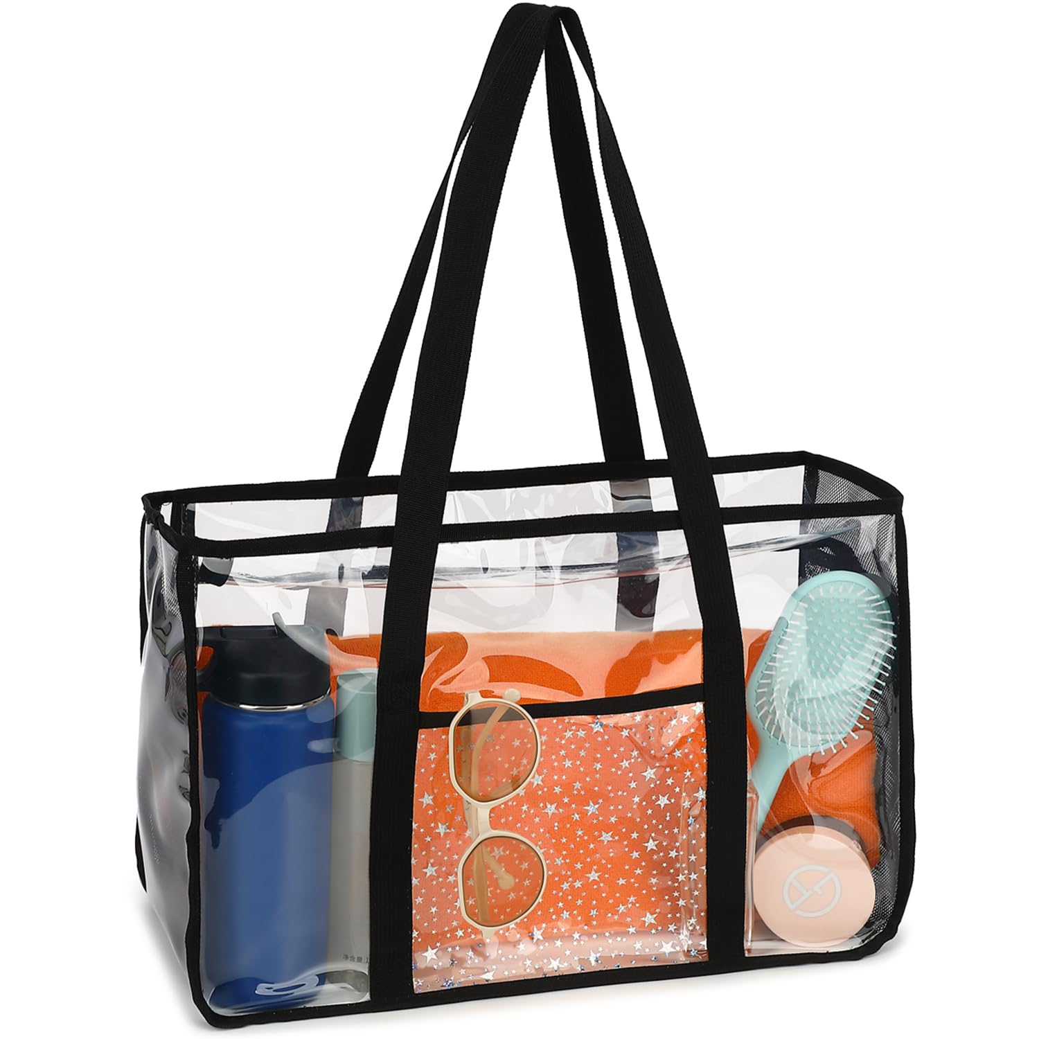 Bolsa De Praia Transparente Fammart Para Mulheres Impermeável Com Zíper