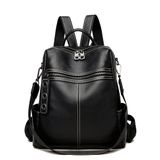 Mochila, Bolsa Maxoner Fashion, Couro Genuíno, Feminina, Preta