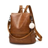 Mochila Feminina Cheruty, Couro Pu, Bronzeada, Anti-roubo