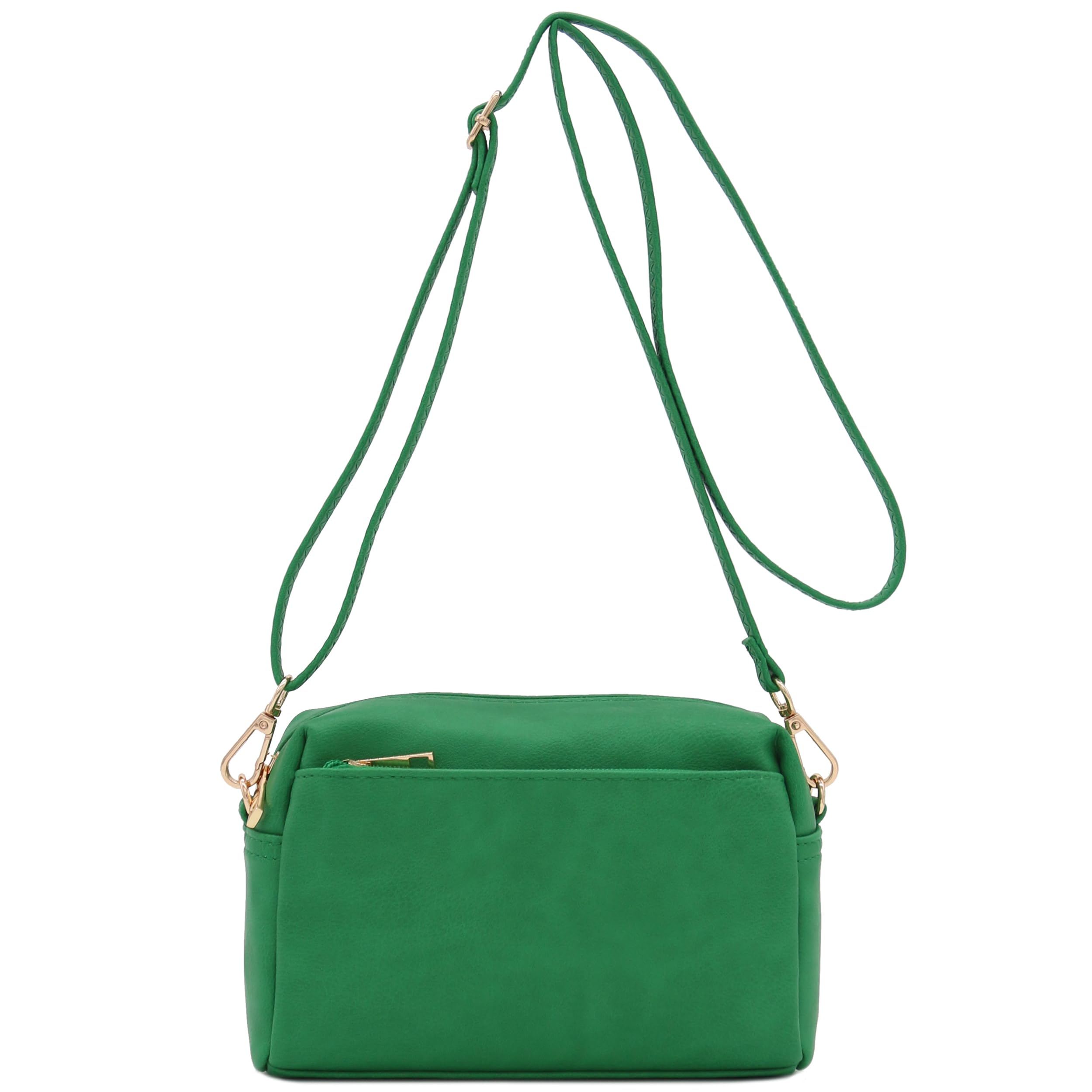 Bolsa Tiracolo Fashionpuzzle Com Zíper Triplo Pequena Kelly Green